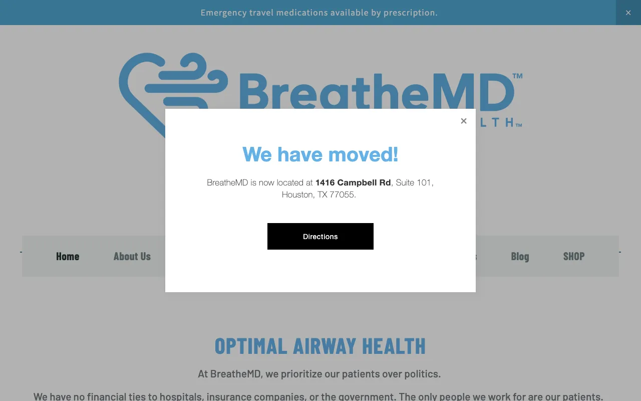 BreatheMD | Optimal Airway Health website screenshot