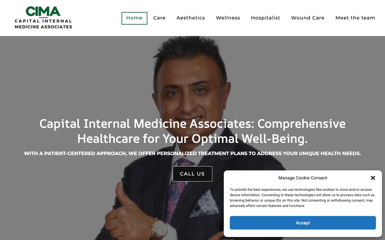 Capital Internal Medicine Associates website screenshot