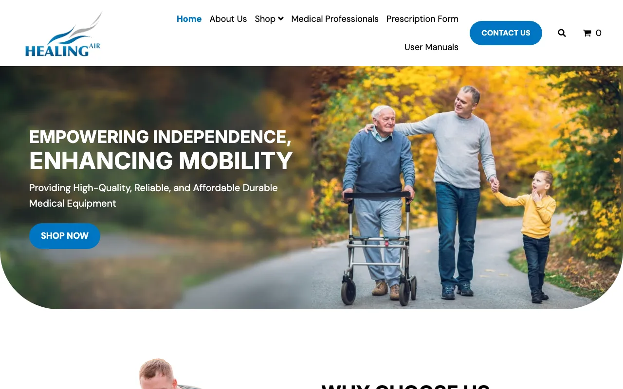 Healing Air Inc website screenshot