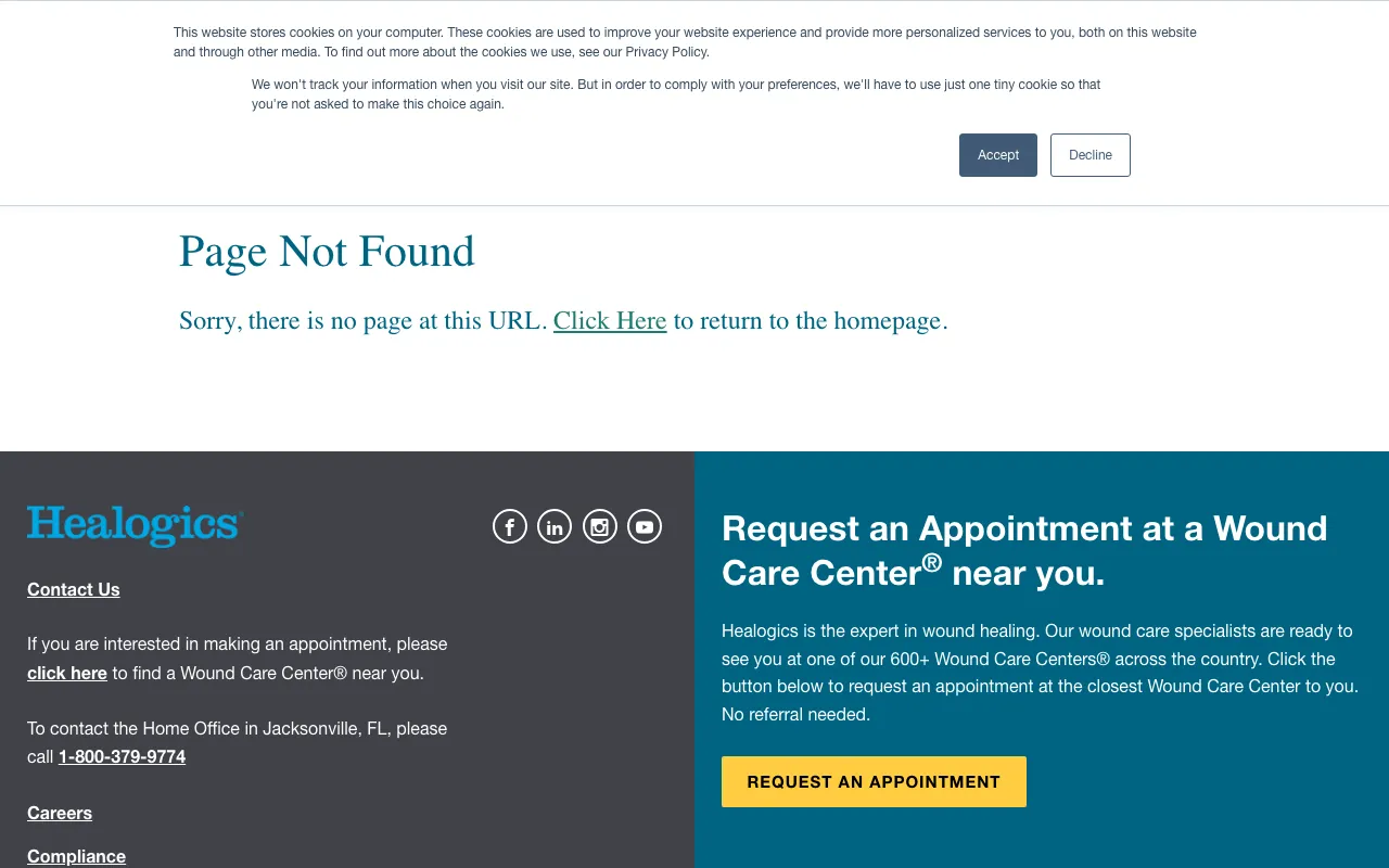Healogics, LLC website screenshot