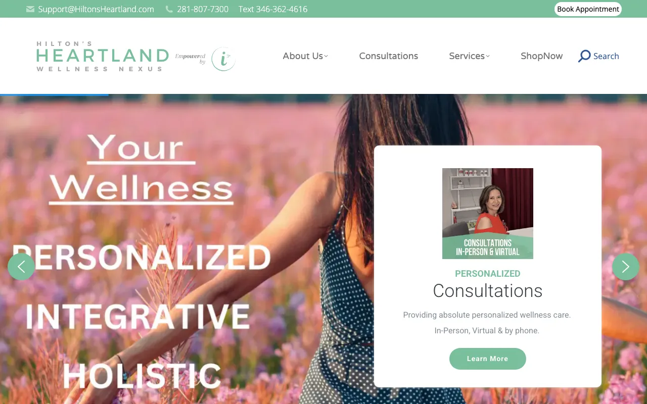 Hilton's Heartland Natural Health & Wellness Center website screenshot