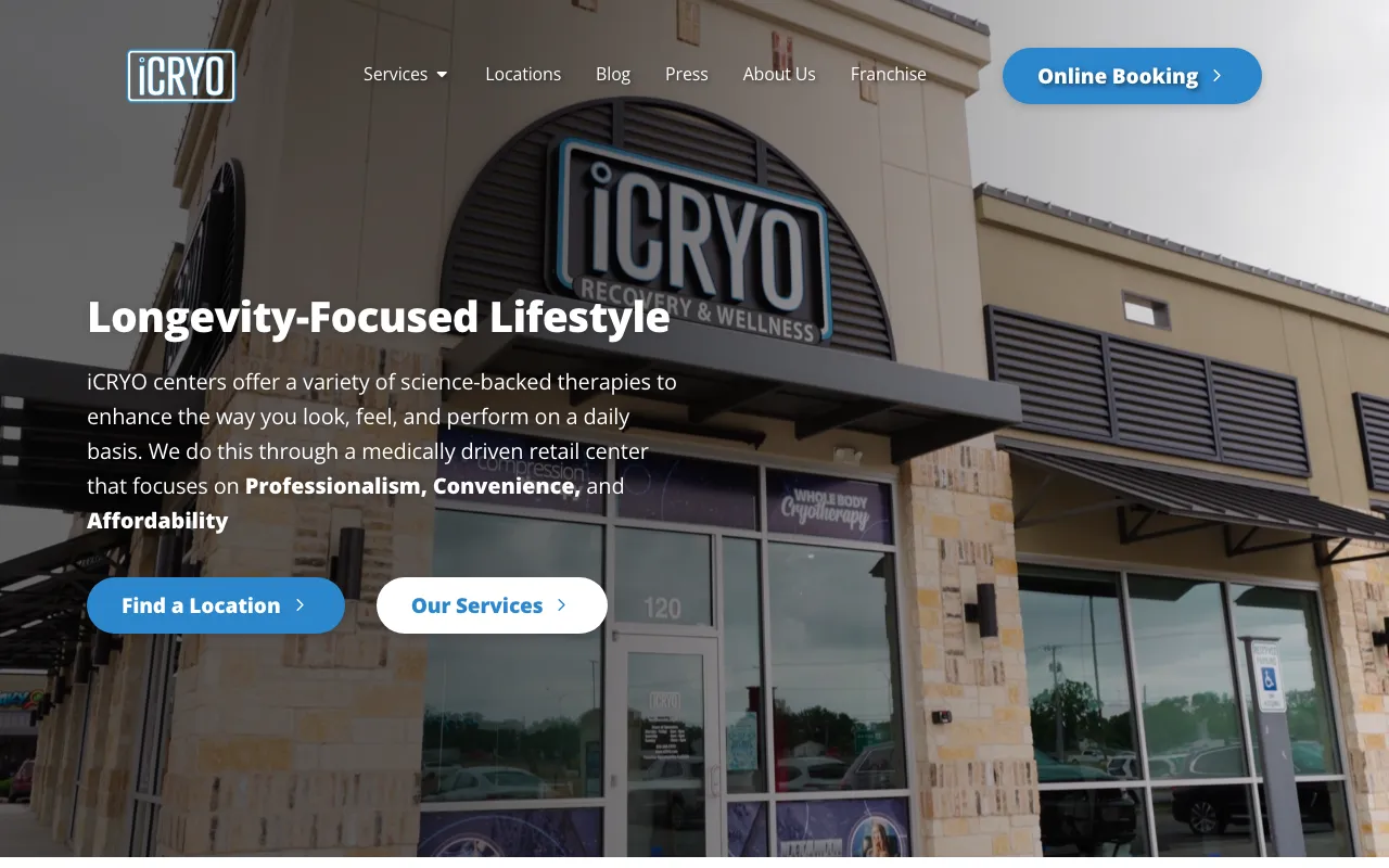iCRYO Brands LLC website screenshot