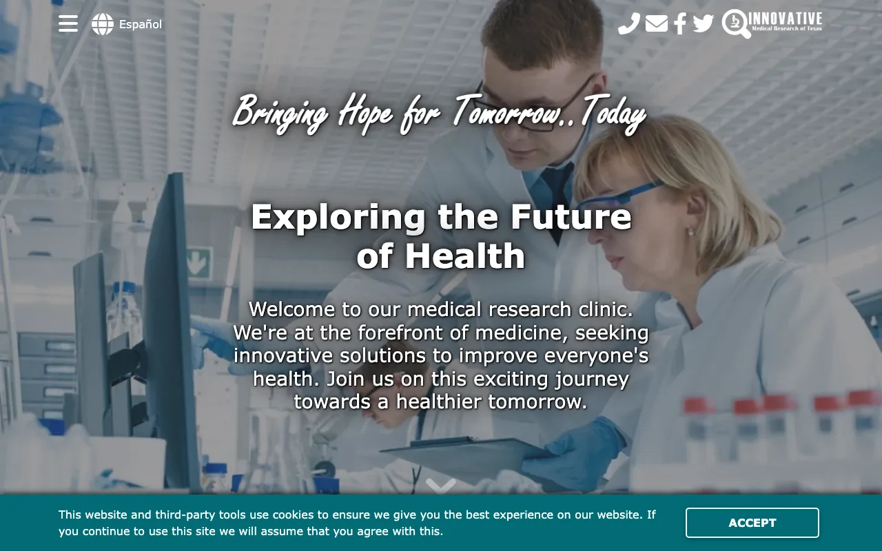 Innovative Medical Research of Texas website screenshot