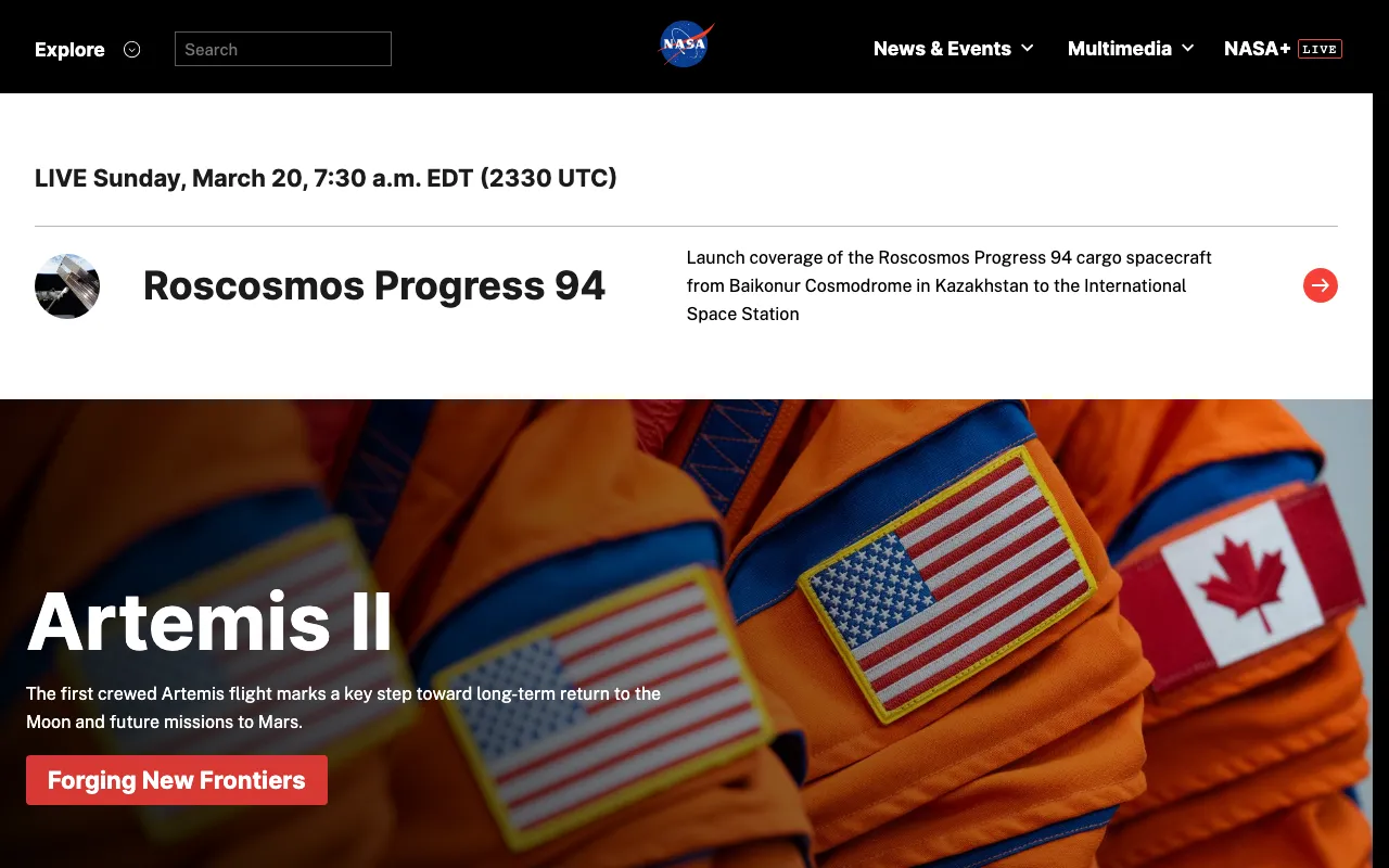 NASA Neutral Buoyancy Laboratory website screenshot