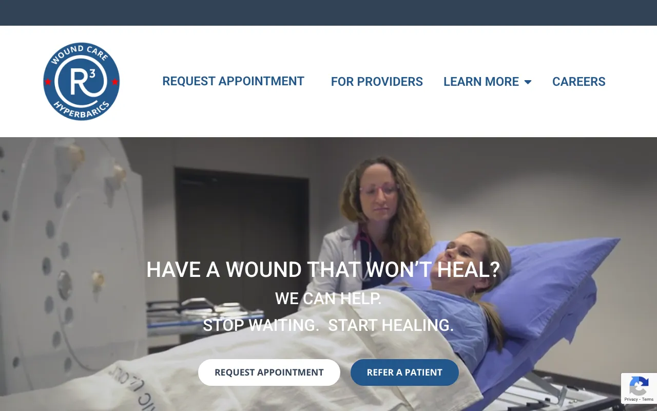 R3 Wound Care & Hyperbarics website screenshot