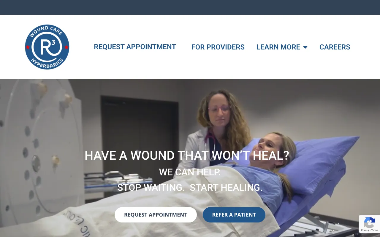 R3 Wound Care & Hyperbarics website screenshot