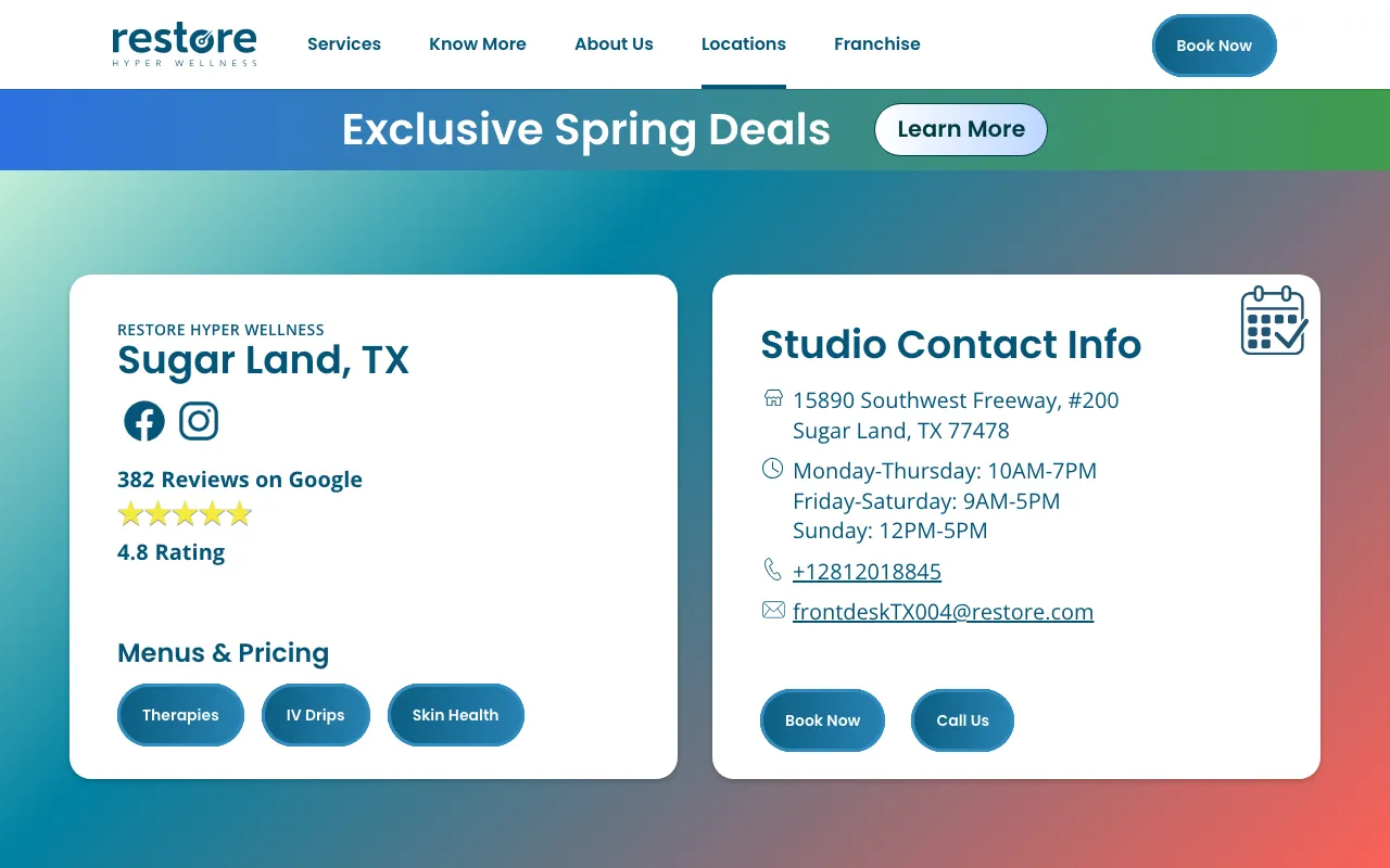 Restore Hyper Wellness website screenshot