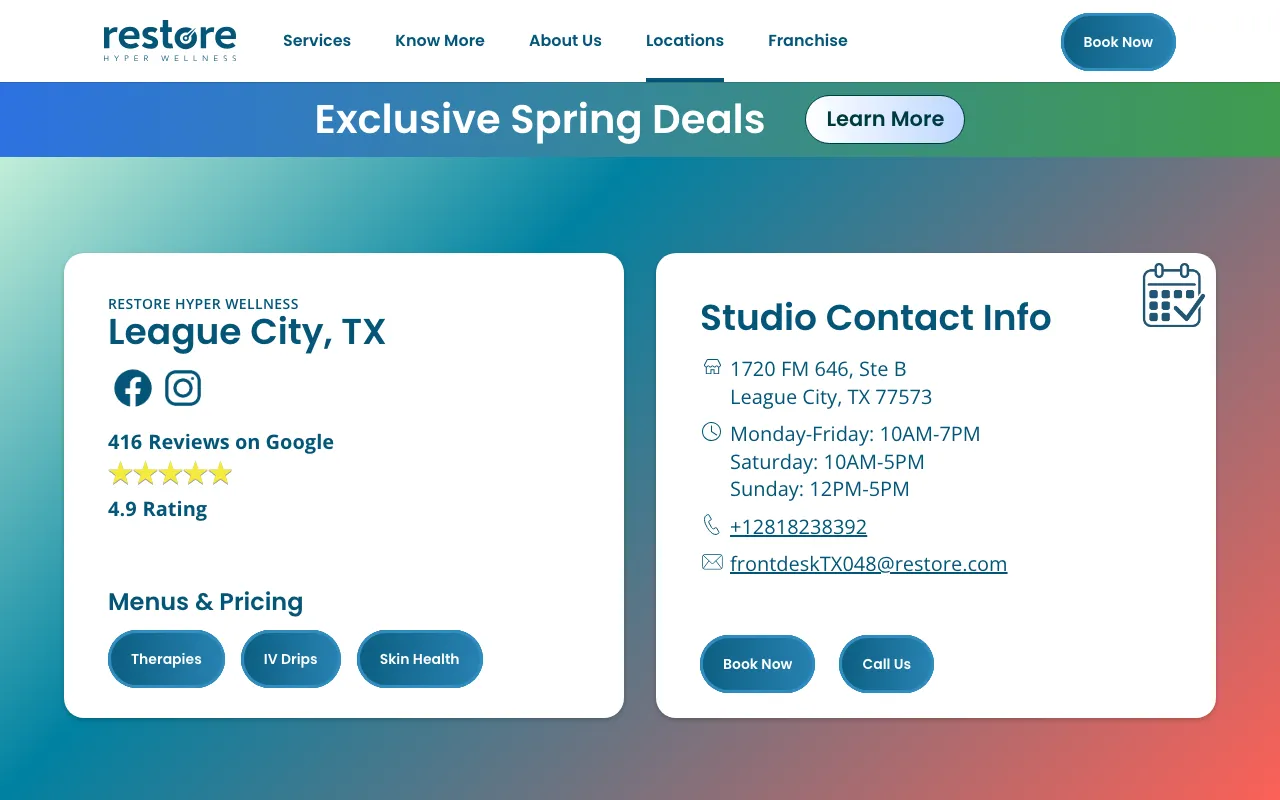 Restore Hyper Wellness website screenshot
