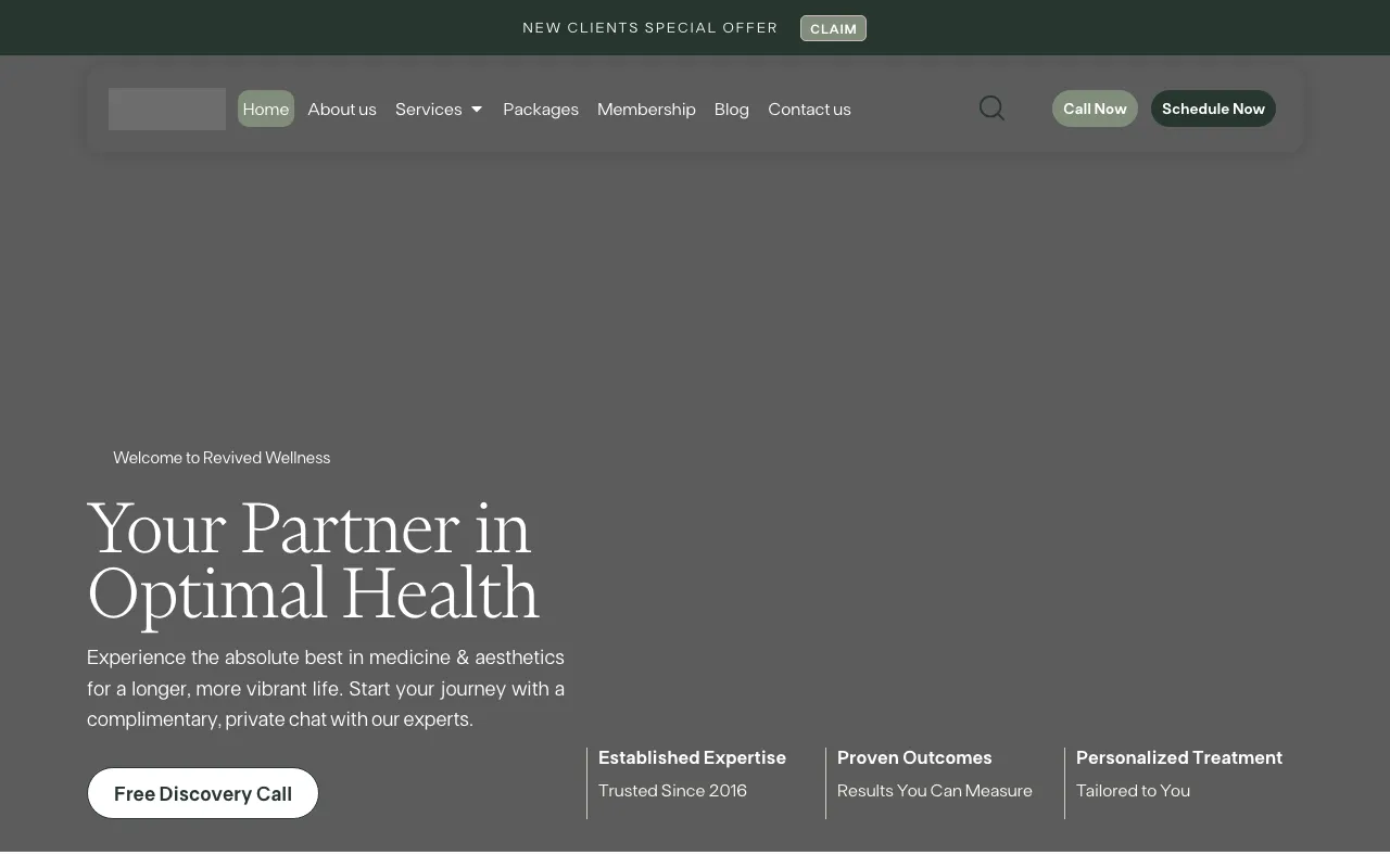 Revived Personalized Wellness website screenshot