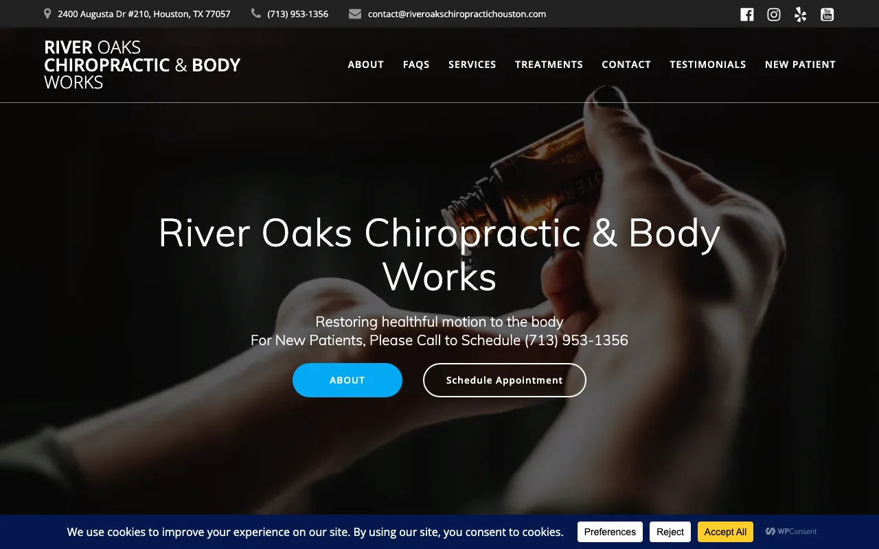River Oaks Chiropractic & Body Works website screenshot