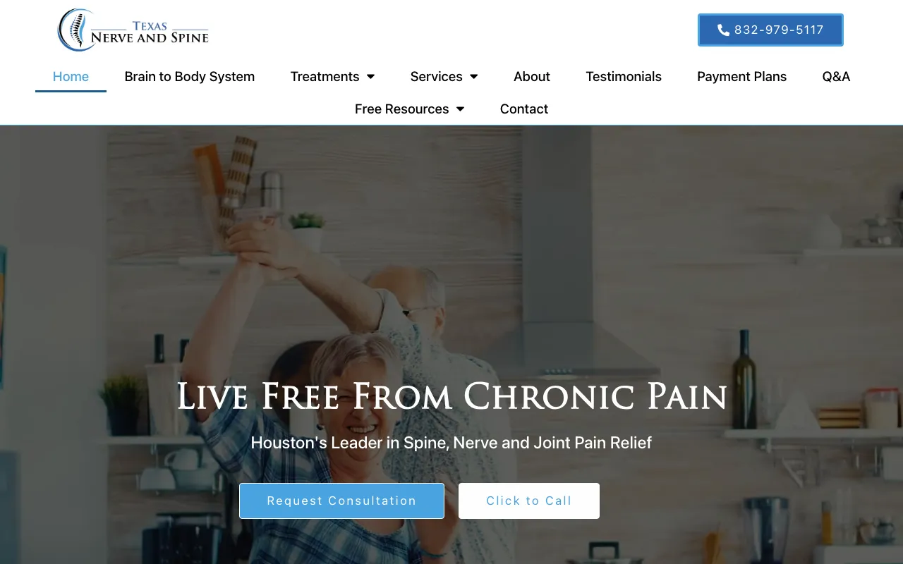 Texas Nerve And Spine website screenshot