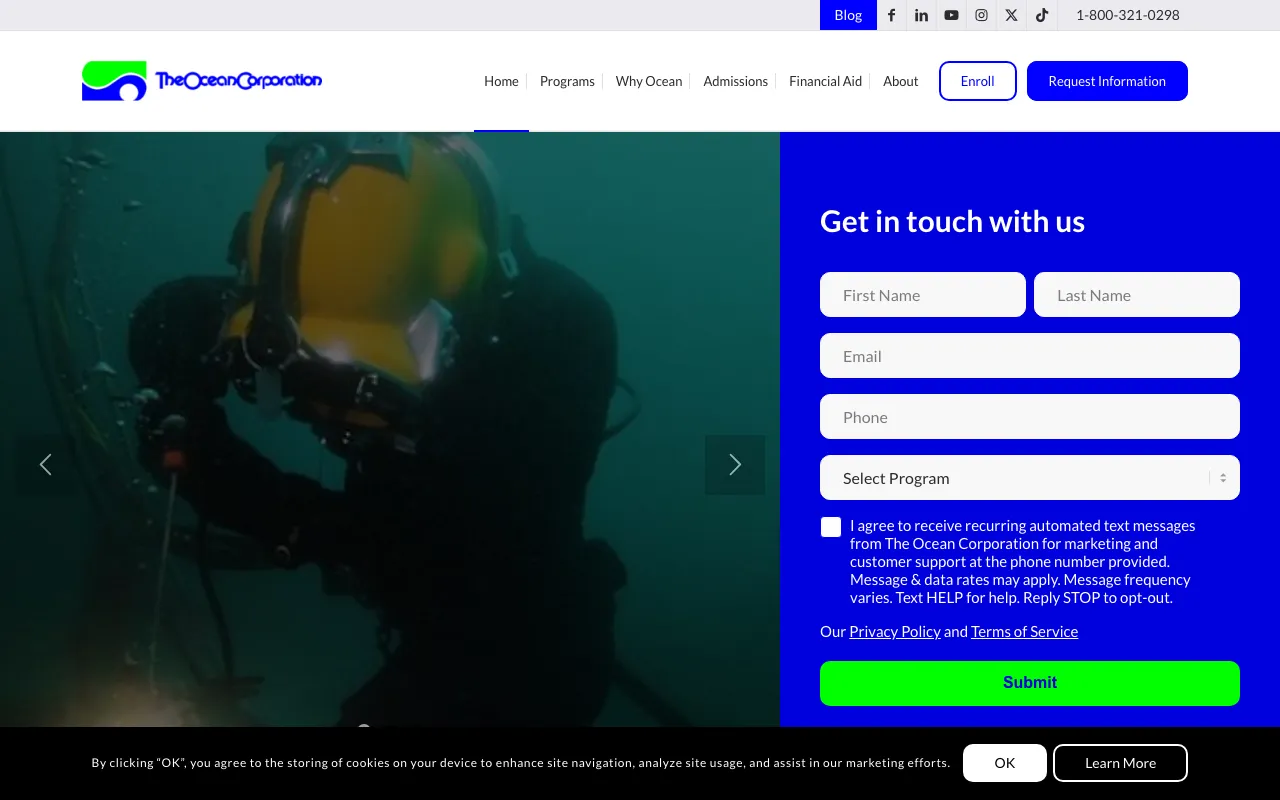 The Ocean Corporation website screenshot