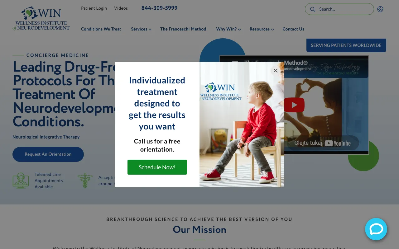 Wellness Institute of Neurodevelopment website screenshot