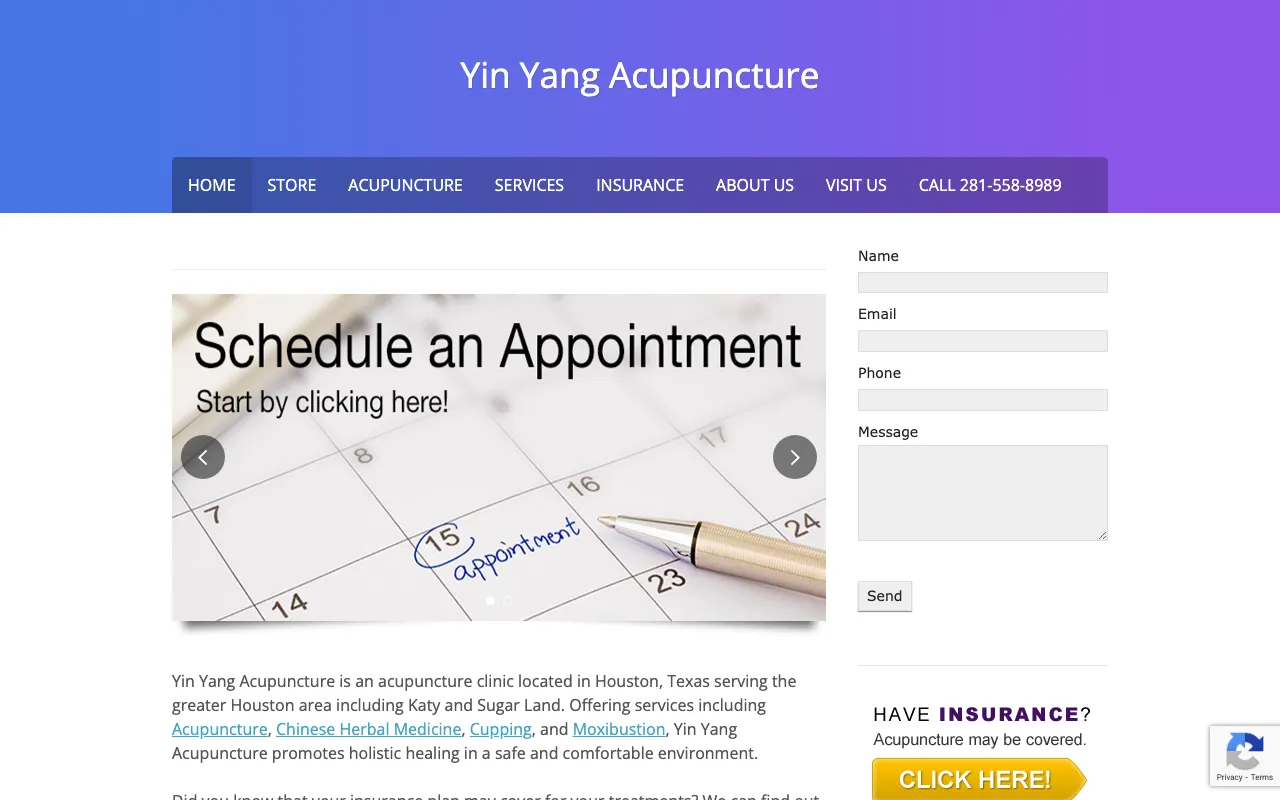 Yin Yang Acupuncture website screenshot